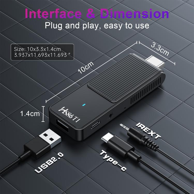 HS86 T1 Android 14 Mini HD TV Stick with Remote Control, 2GB+16GB, RK3518 Cortex-A53 Quad-Core, EU Plug, US Plug, UK Plug, AU Plug