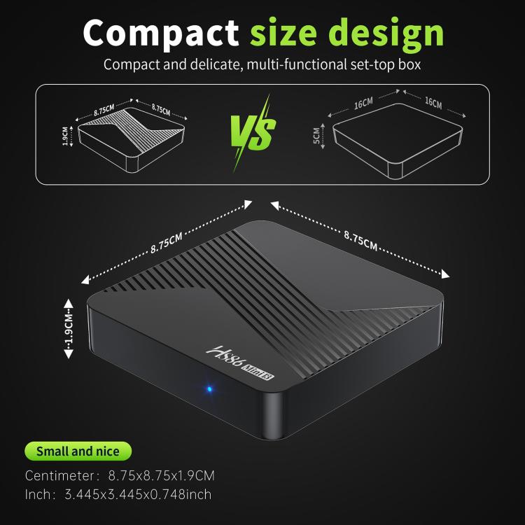 HS86 MINI 13 Android 14 Wifi 6 BT 5.4 4K TV Box, EU Plug, AU Plug, UK Plug, US Plug