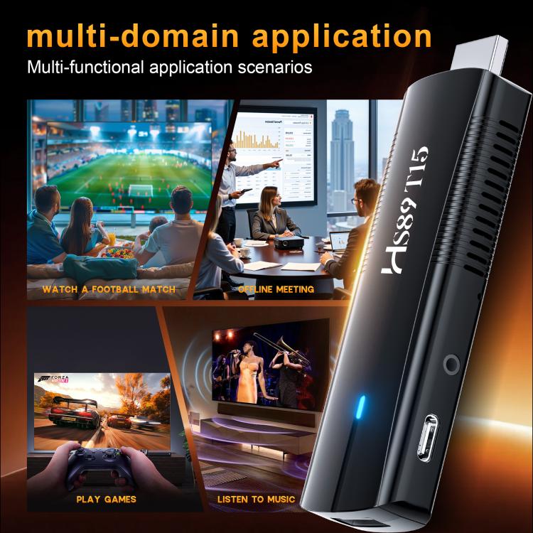 HS89 T15 Android 14 Mini HD TV Stick with Remote Control, RK3539 Cortex-A55 Quad-Core, 2GB+16GB, 4GB+32GB