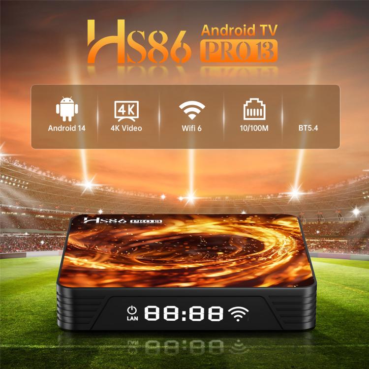 HS86 PRO13 Android 14 Wifi 6 BT 5.4 4K TV Box, EU Plug, AU Plug, UK Plug, US Plug