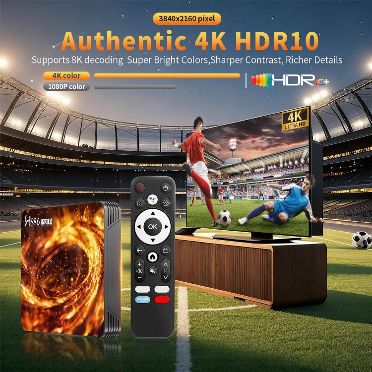 HS86 PRO13 Android 14 Wifi 6 BT 5.4 4K TV Box, EU Plug, AU Plug, UK Plug, US Plug