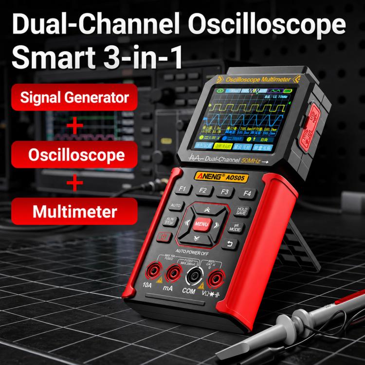 ANENG AOS05 3-in-1 Handheld Digital Oscilloscope Multimeter Dual-Channel 50MHz