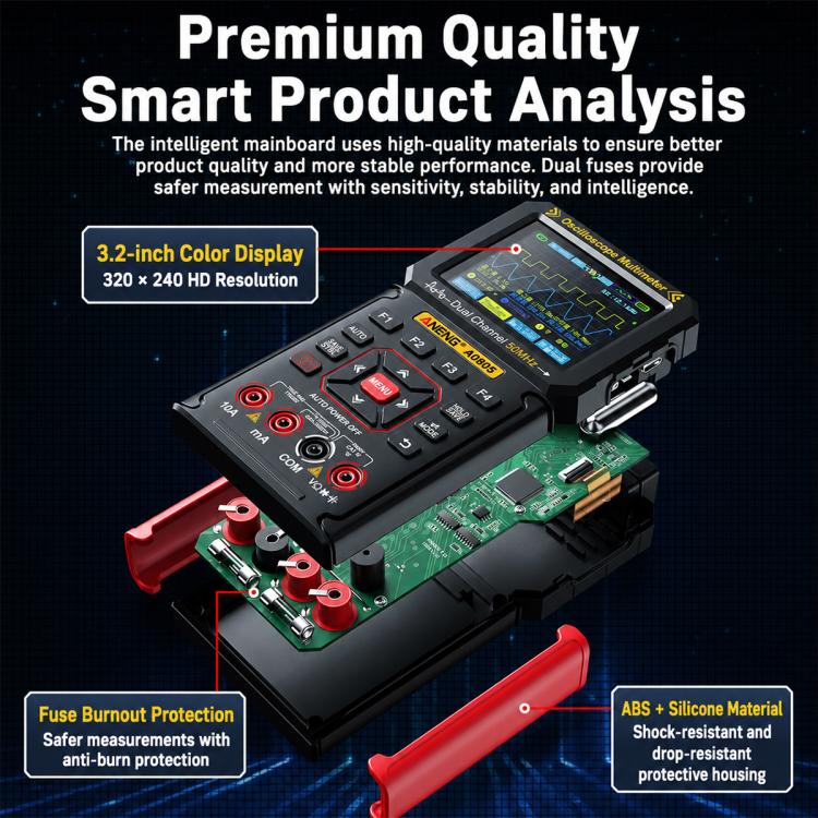 ANENG AOS05 3-in-1 Handheld Digital Oscilloscope Multimeter Dual-Channel 50MHz