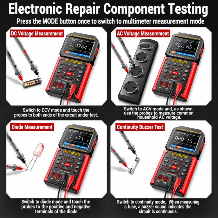 ANENG AOS05 3-in-1 Handheld Digital Oscilloscope Multimeter Dual-Channel 50MHz