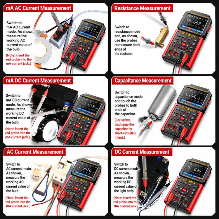ANENG AOS05 3-in-1 Handheld Digital Oscilloscope Multimeter Dual-Channel 50MHz