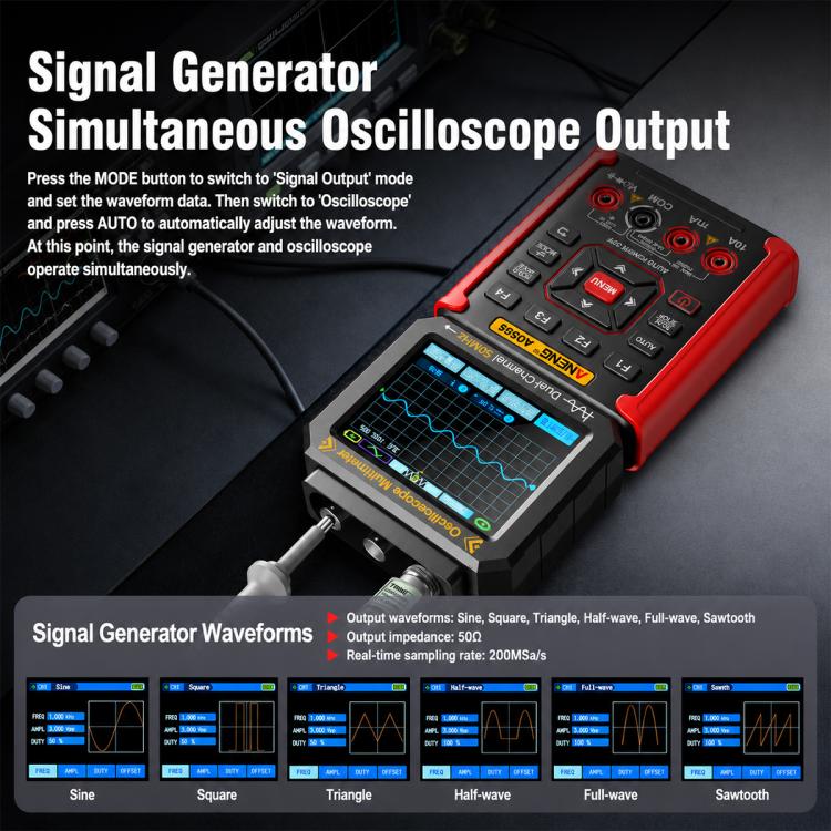 ANENG AOS05 3-in-1 Handheld Digital Oscilloscope Multimeter Dual-Channel 50MHz