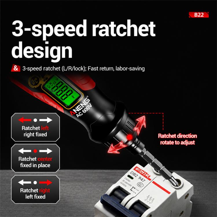 ANENG B22 Digital Display Ratchet Screwdriver Non-Contact Voltage Tester