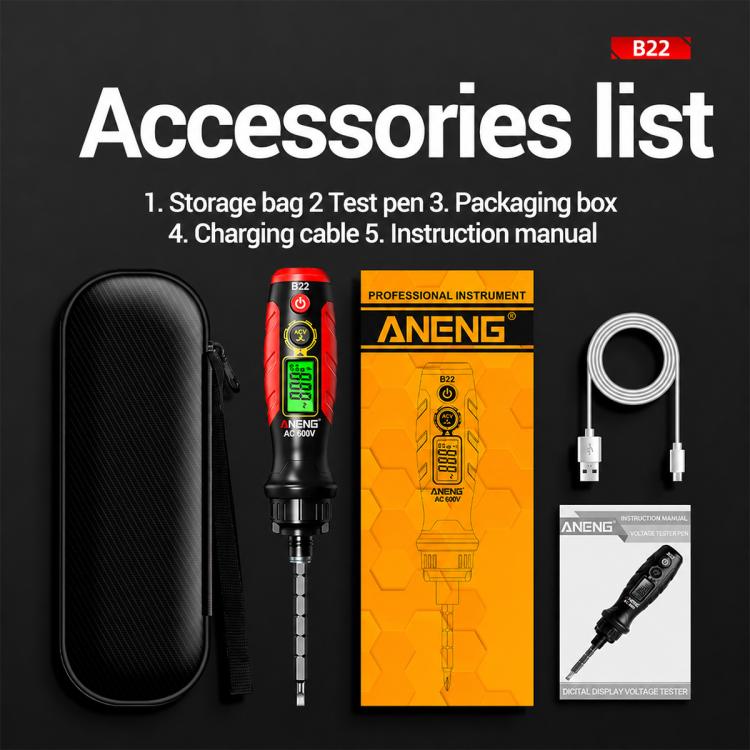 ANENG B22 Digital Display Ratchet Screwdriver Non-Contact Voltage Tester