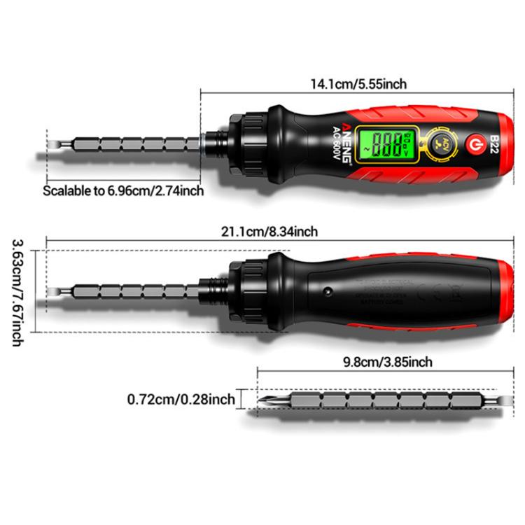 ANENG B22 Digital Display Ratchet Screwdriver Non-Contact Voltage Tester