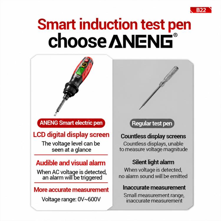 ANENG B22 Digital Display Ratchet Screwdriver Non-Contact Voltage Tester