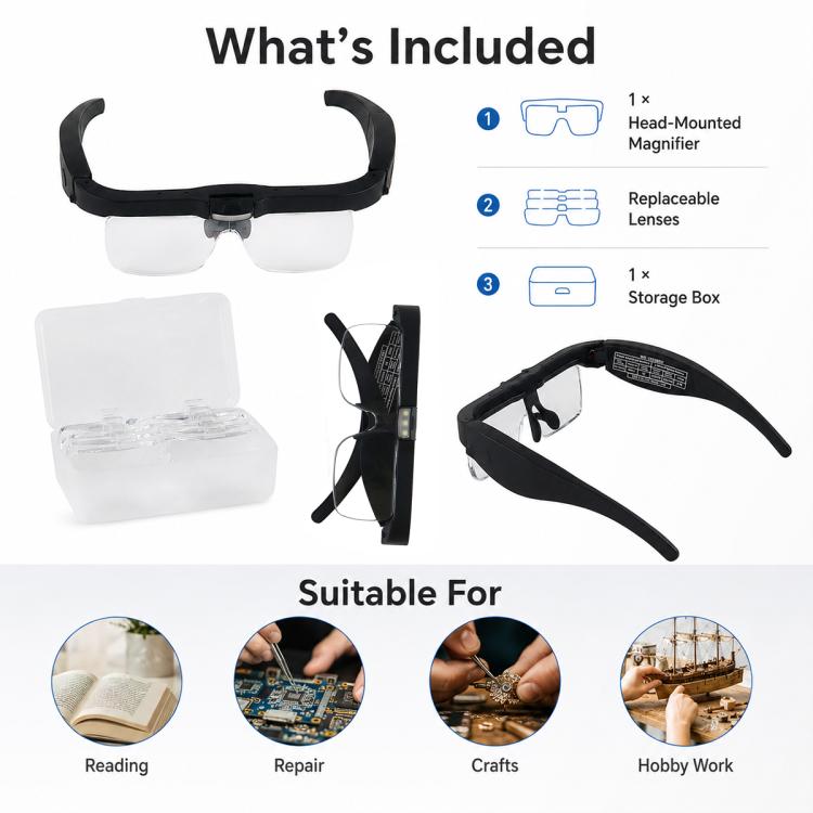 12539DC1 USB Rechargeable Head-Mounted LED Magnifier, 12539DC1