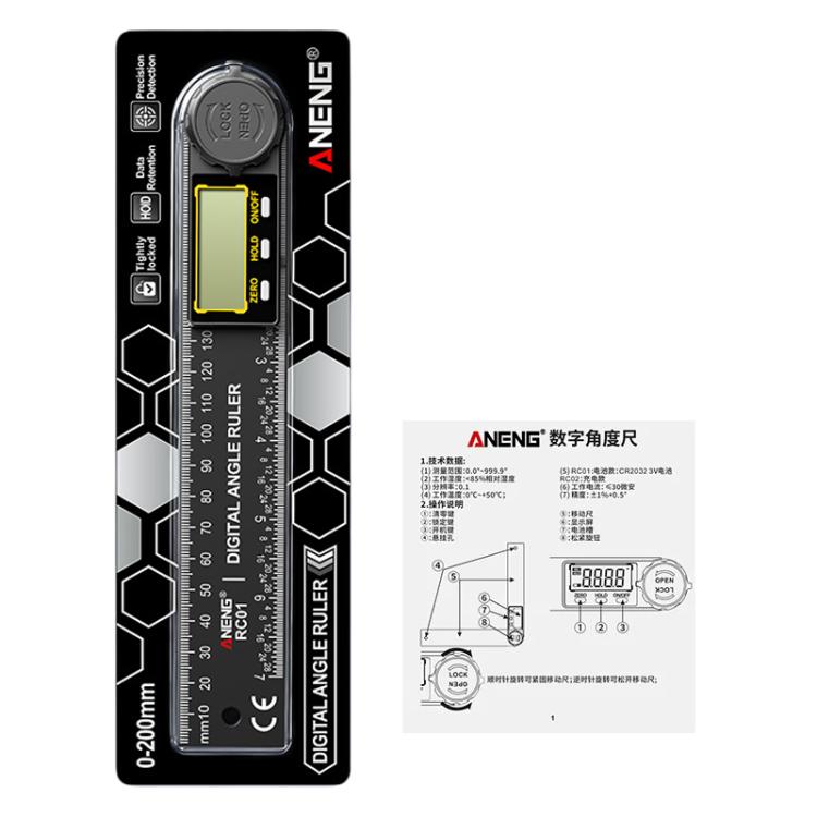 ANENG High Precision Digital Display Angle Ruler, Plastic, Upgraded