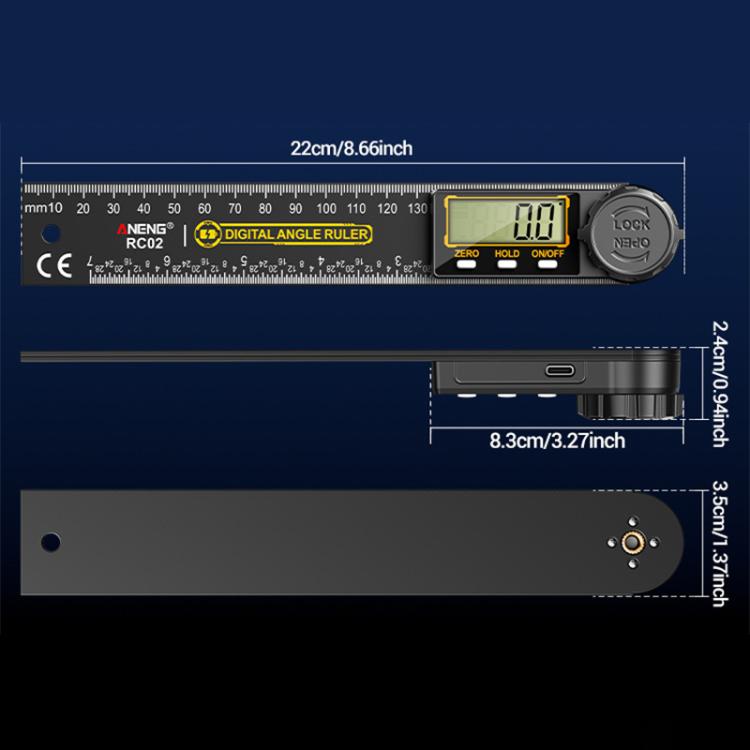 ANENG High Precision Digital Display Angle Ruler, Plastic, Upgraded