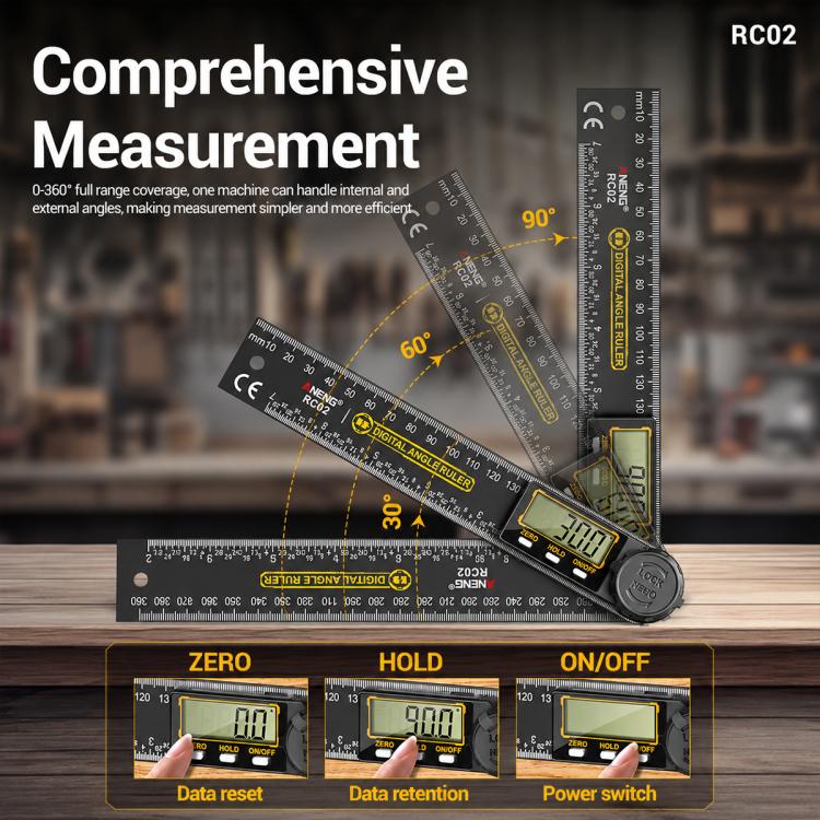 ANENG High Precision Digital Display Angle Ruler, Plastic, Upgraded