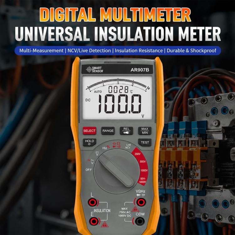 SMART SENSOR AR907B 2-in-1 High-Precision Digital Multimeter Insulation Resistance Tester, AR907B