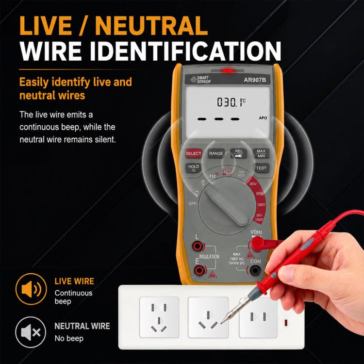 SMART SENSOR AR907B 2-in-1 High-Precision Digital Multimeter Insulation Resistance Tester, AR907B