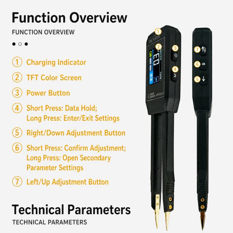 SMART SENSOR AR101A Digital Tweezers LCR Tester SMD Component Test Tweezers