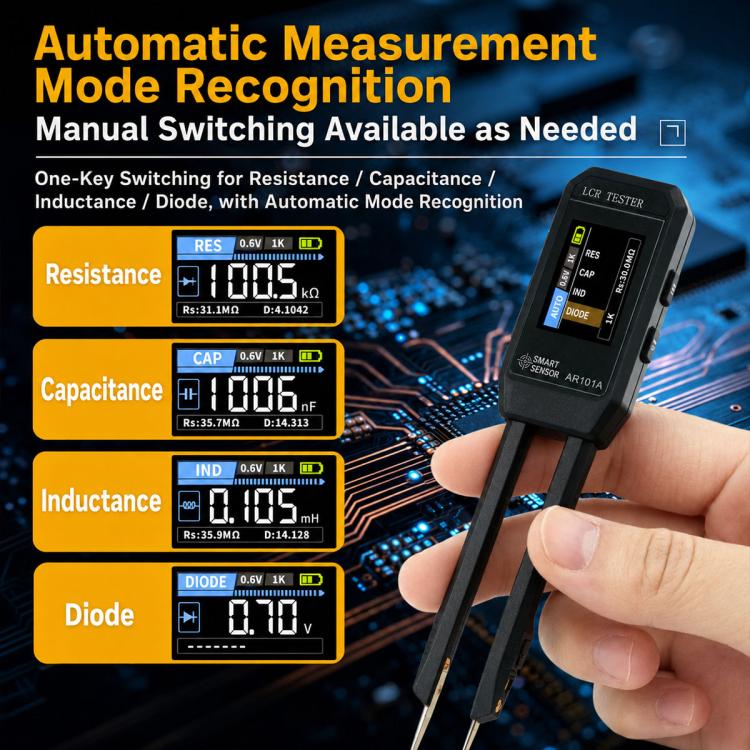 SMART SENSOR AR101A Digital Tweezers LCR Tester SMD Component Test Tweezers