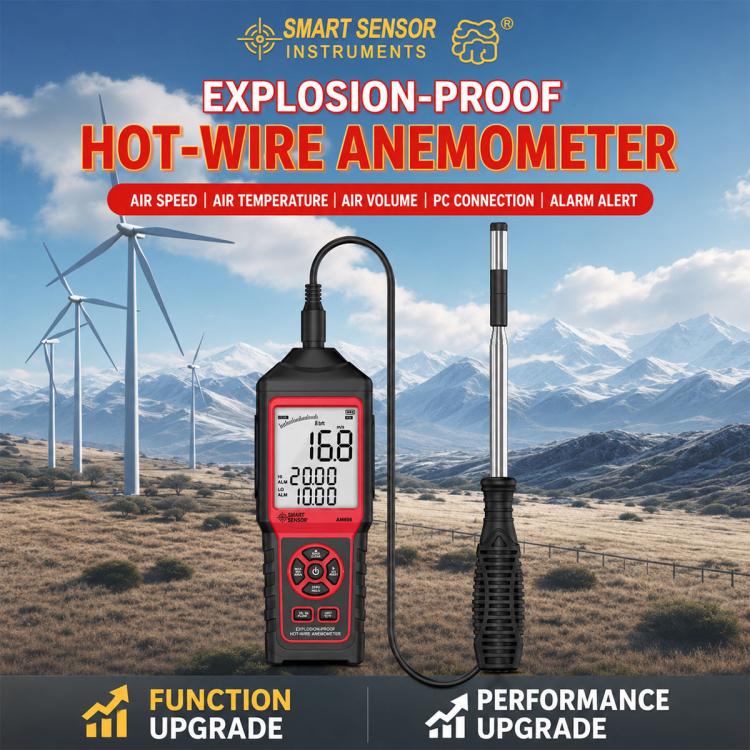 SMART SENSOR AM866 High-Precision Handheld Thermal Anemometer, AM866