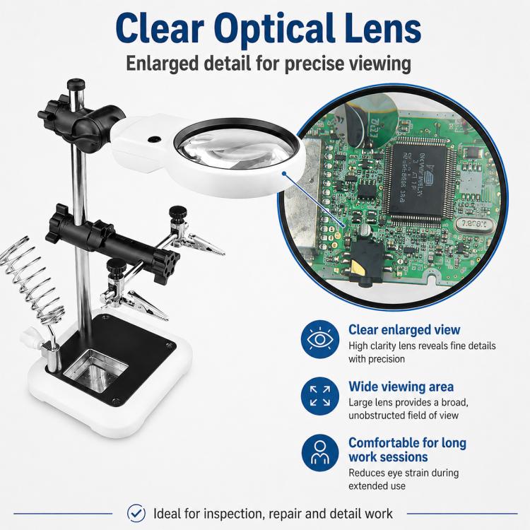 16129-AC Desktop Multi-functional Auxiliary Clip USB Magnifier with LED Light