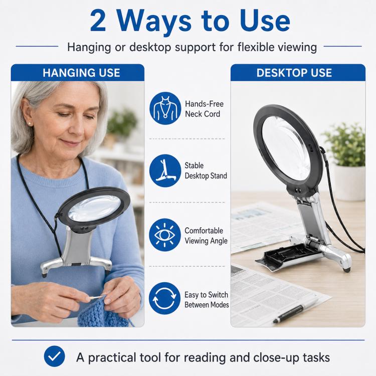 11B-1 Hanging / Desktop Dual-Use Magnifying Glass For Seniors with LED Light