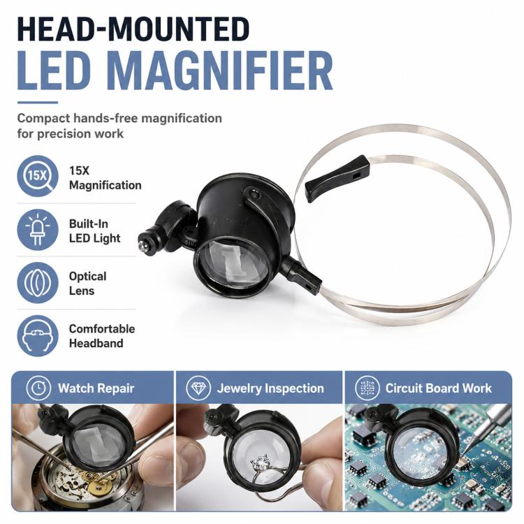 13B-A Head-Mounted Miniature Watch Repair Magnifying Glasses with LED Light