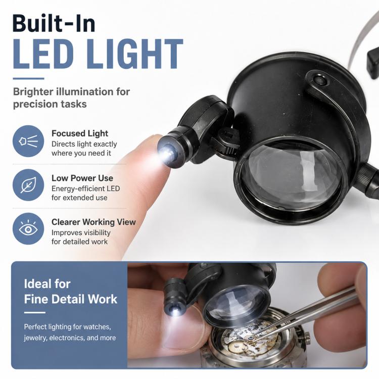 13B-A Head-Mounted Miniature Watch Repair Magnifying Glasses with LED Light