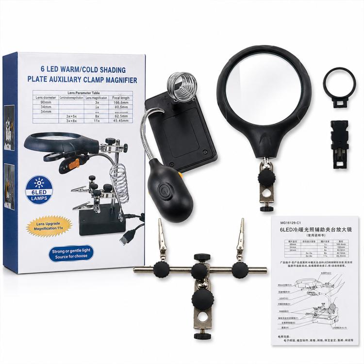 16129-C1 Desktop Welding Repair Stand Magnifying Glass with LED Light, 16129-C1