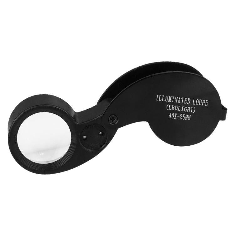 21011 Portable Foldable 40x Magnifying Glass with LED Light
