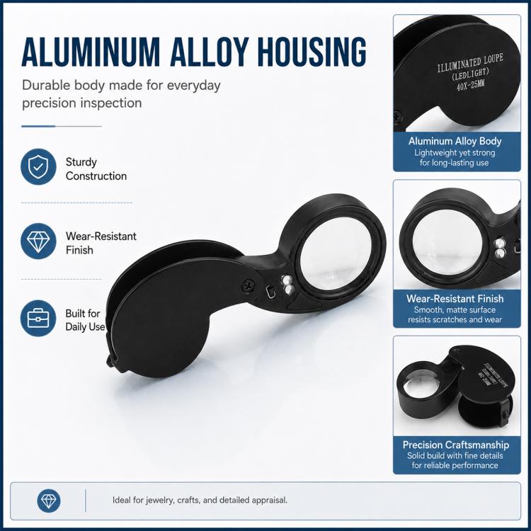 21011 Portable Foldable 40x Magnifying Glass with LED Light