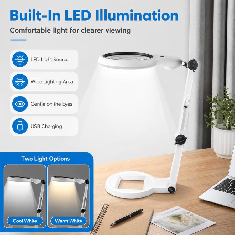 3B-1G Folding Desktop Repair Magnifier with LED Light
