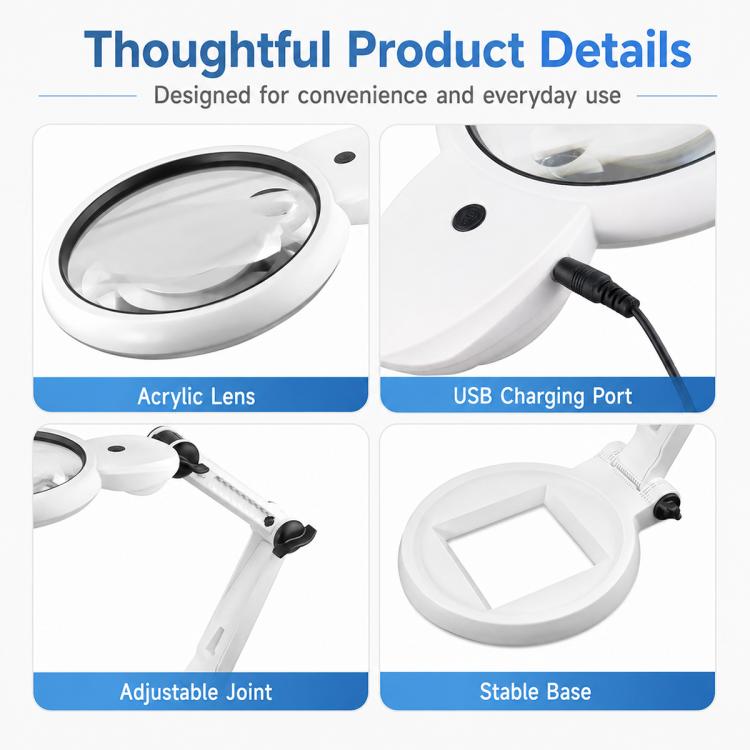 3B-1G Folding Desktop Repair Magnifier with LED Light