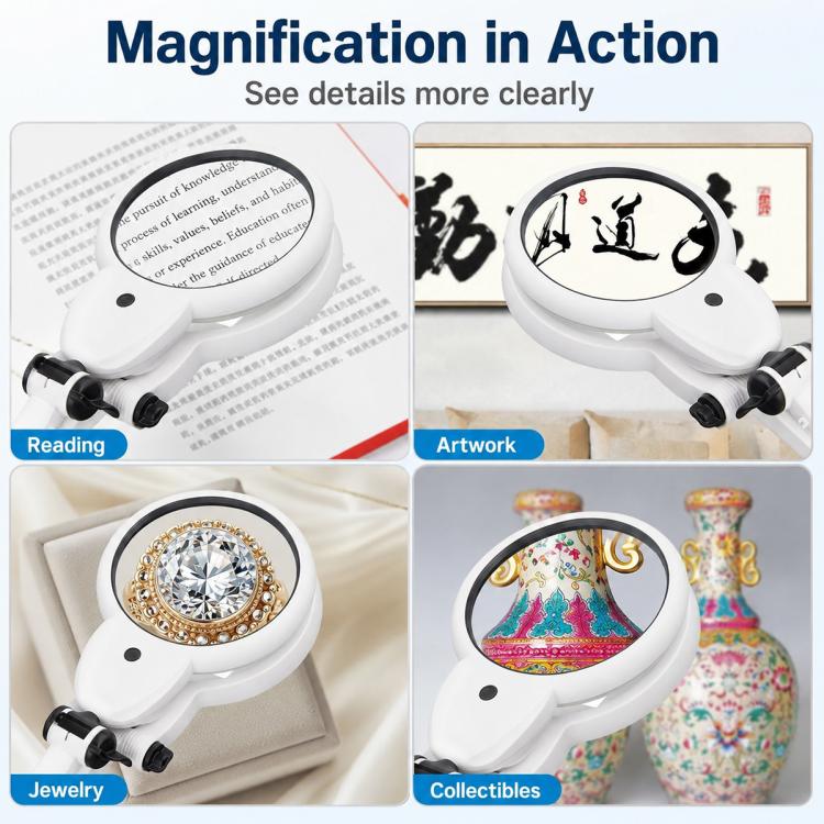 3B-1G Folding Desktop Repair Magnifier with LED Light