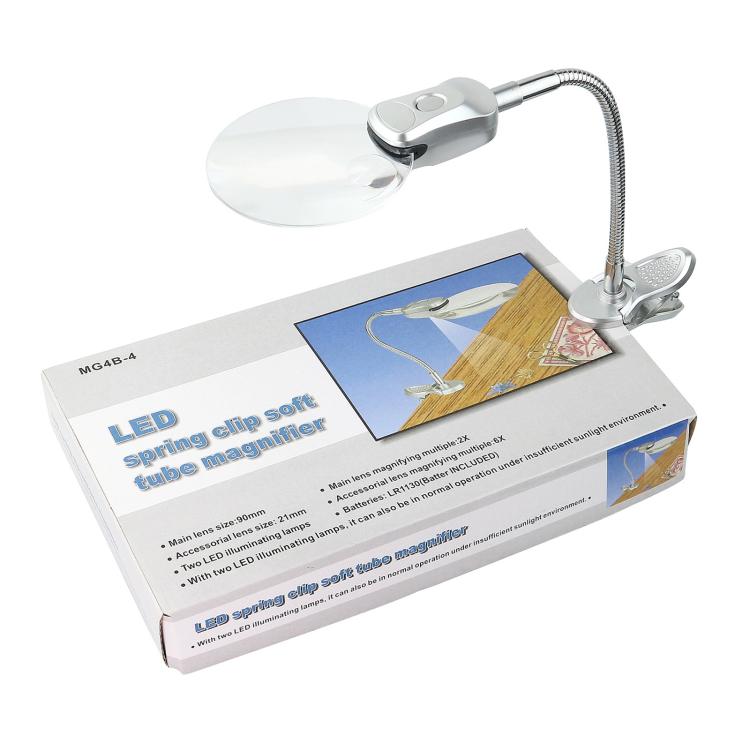 4B-4 Desktop Metal Universal Flexible Magnifying Glass with LED Light