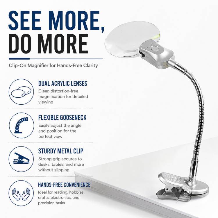 4B-4 Desktop Metal Universal Flexible Magnifying Glass with LED Light