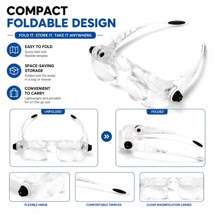 7102-360 Foldable Glasses Style 360 Degrees Magnifying Glass, 7102-360