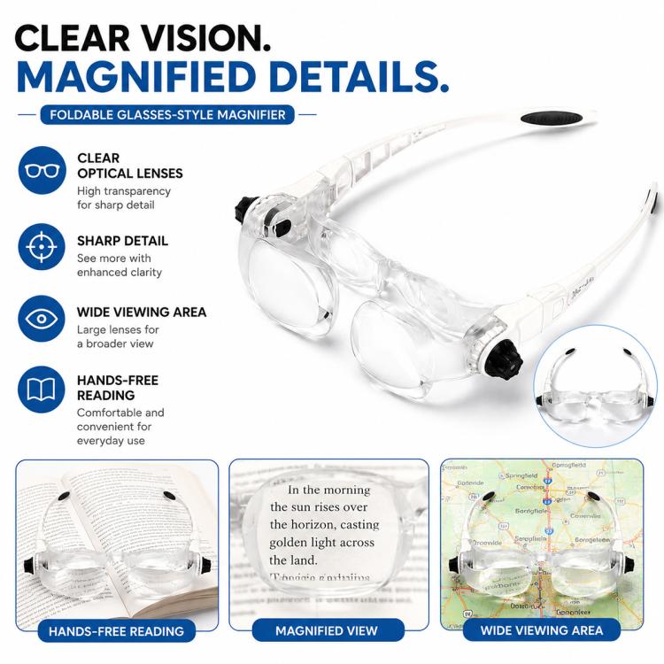 7102-360 Foldable Glasses Style 360 Degrees Magnifying Glass, 7102-360