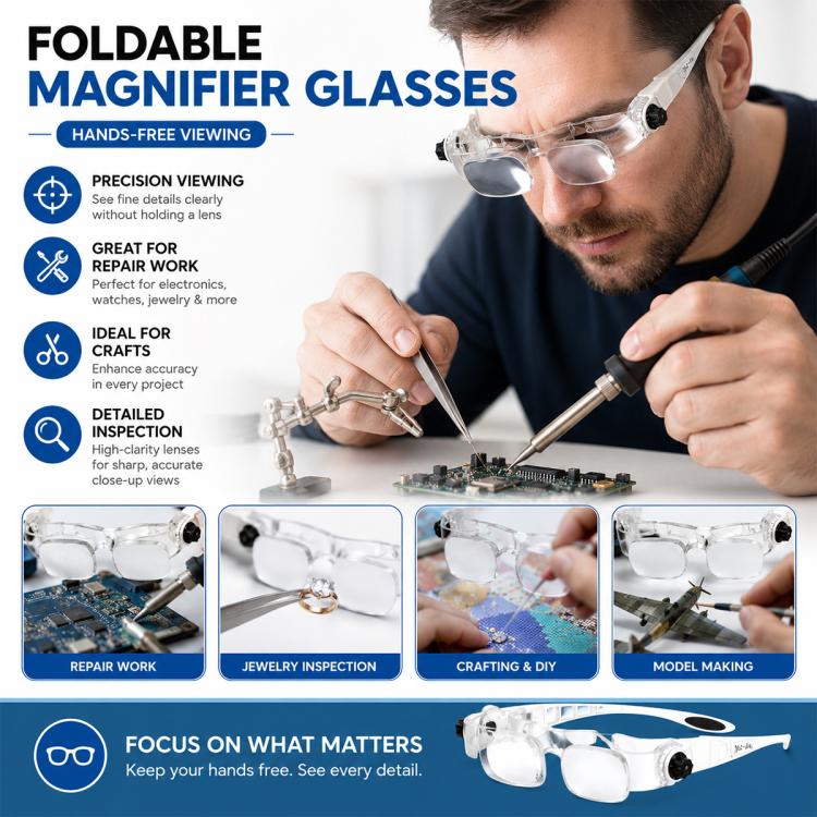 7102-360 Foldable Glasses Style 360 Degrees Magnifying Glass, 7102-360
