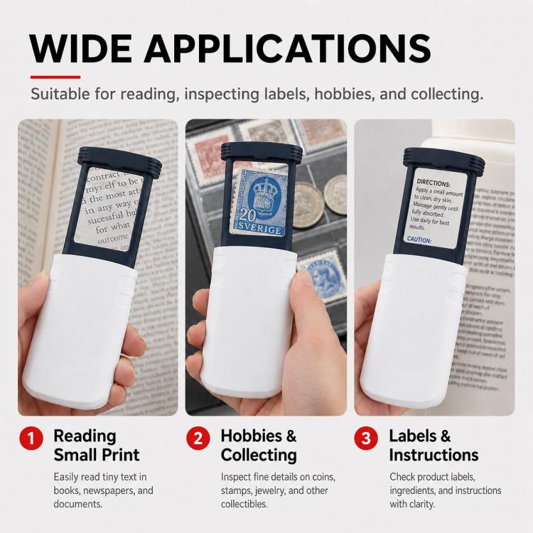 94535 Portable Rectangular Folding Pull-out Magnifying Glass with LED Light