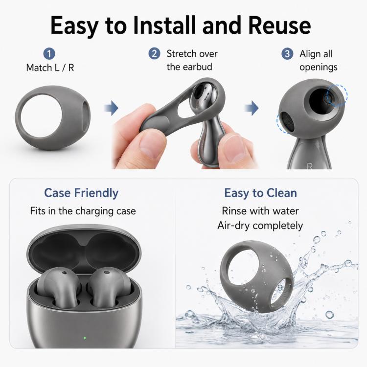 XDcase 2 Pairs Silicone Anti-slip Ear Covers with Storage Case, 2 Pairs