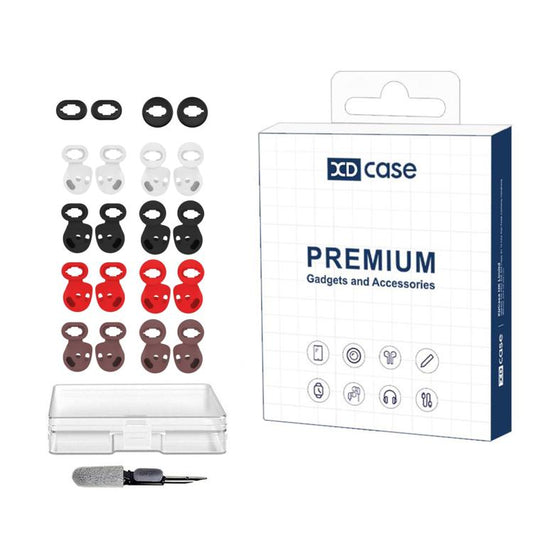 XDcase 10 Pairs Silicone Ear Tips & Ear Hooks Kit, Left & Right S/L Size, Cleaning Brush Color Random, 10 Pairs
