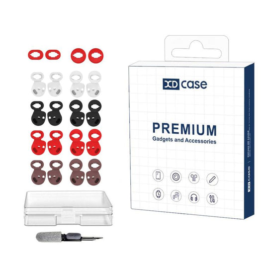XDcase 10 Pairs Silicone Ear Tips & Ear Hooks Kit, Left & Right S/L Size, Cleaning Brush Color Random, 10 Pairs