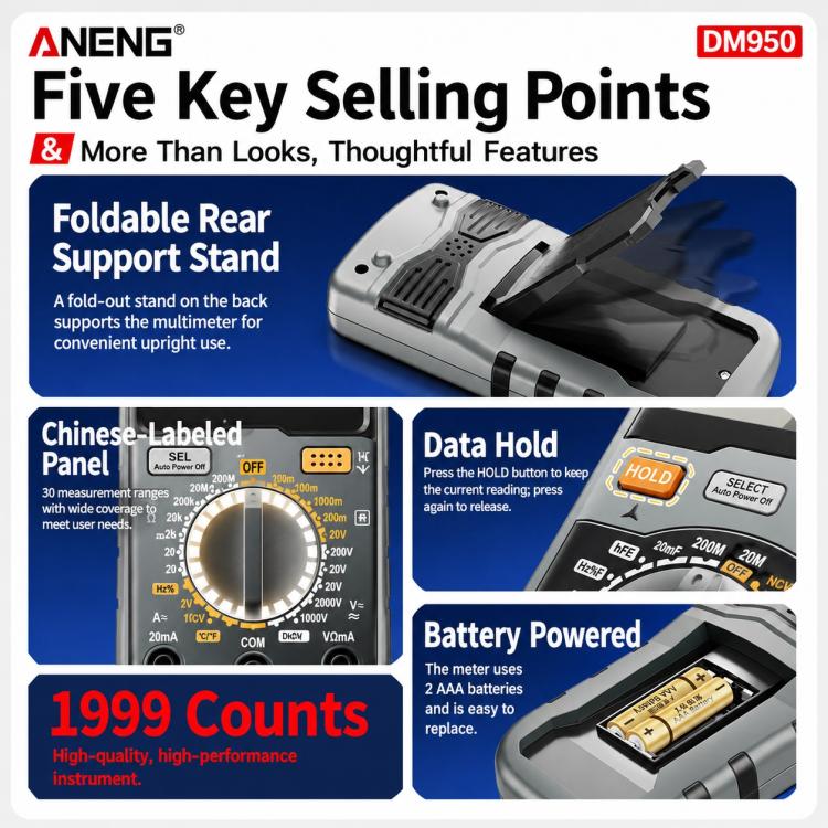 ANENG DM950 Full Range Anti-Burning Digital Multimeter, DM950