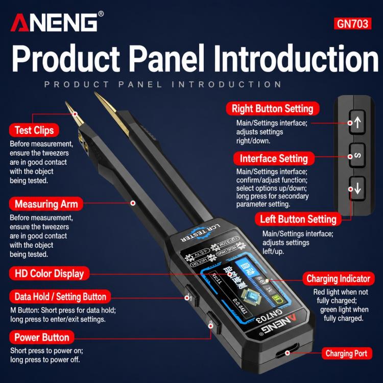 ANENG GN703 Tweezers Type LCR Digital Measuring Instrument, GN703