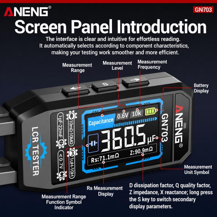 ANENG GN703 Tweezers Type LCR Digital Measuring Instrument, GN703