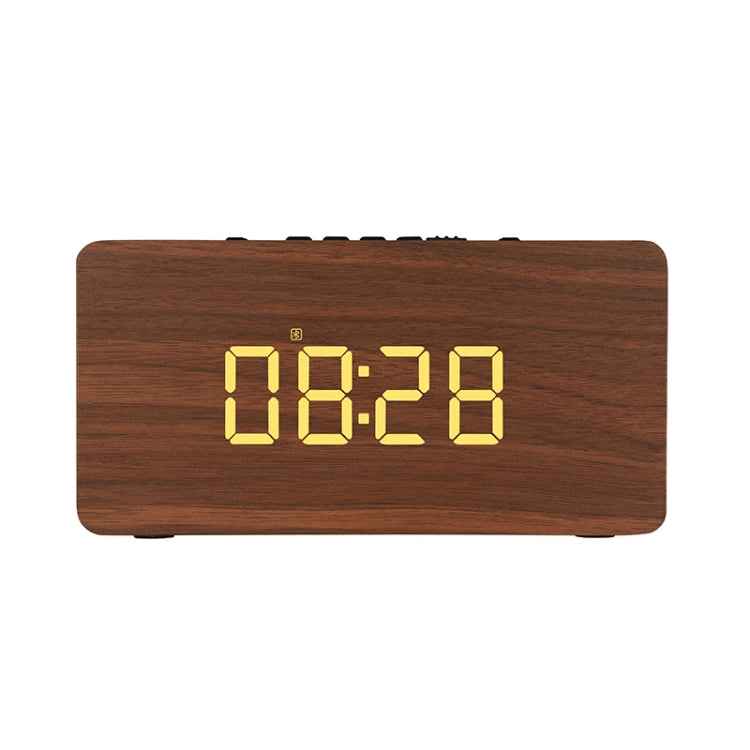 W5C Subwoofer Wooden Clock Bluetooth Speaker, Support TF Card & 3.5mm AUX, Brown Wood, Yellow Wood