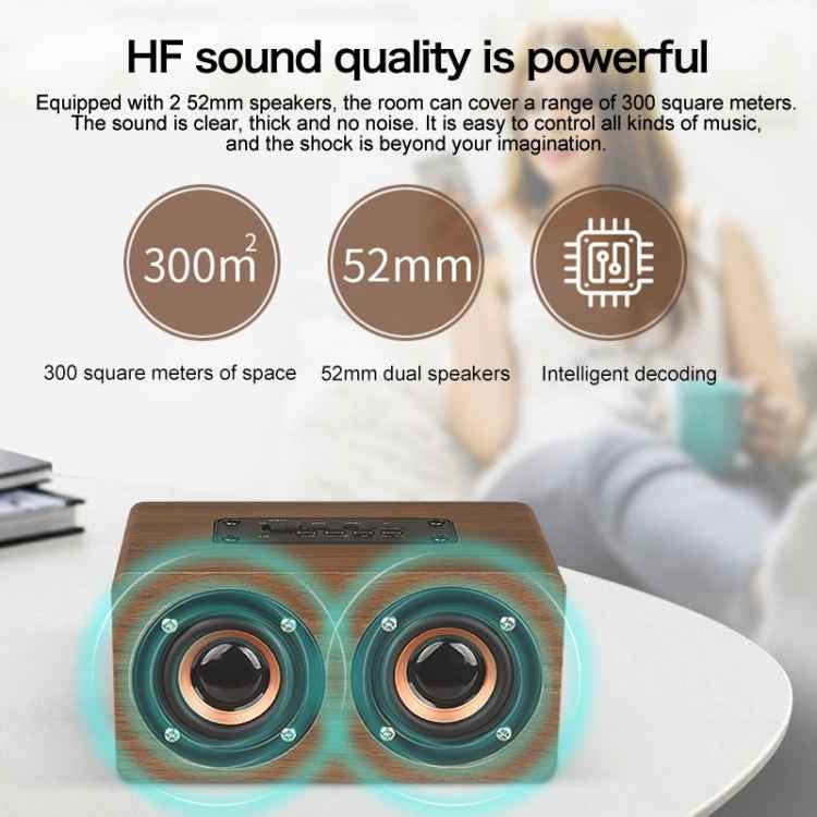 W5C Subwoofer Wooden Clock Bluetooth Speaker, Support TF Card & 3.5mm AUX, Brown Wood, Yellow Wood