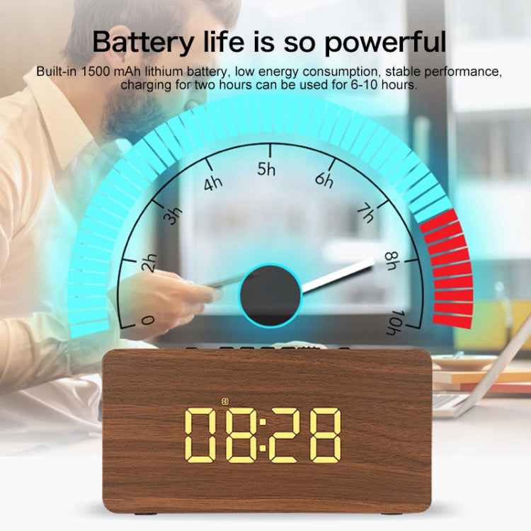 W5C Subwoofer Wooden Clock Bluetooth Speaker, Support TF Card & 3.5mm AUX, Brown Wood, Yellow Wood