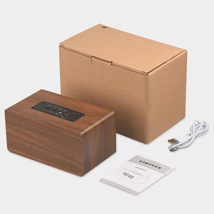 W5C Subwoofer Wooden Clock Bluetooth Speaker, Support TF Card & 3.5mm AUX, Brown Wood, Yellow Wood