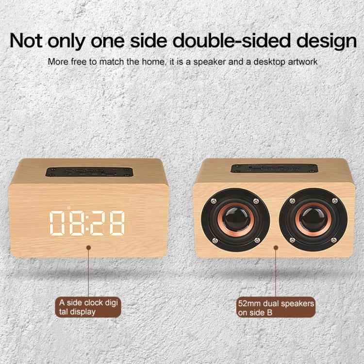 W5C Subwoofer Wooden Clock Bluetooth Speaker, Support TF Card & 3.5mm AUX, Brown Wood, Yellow Wood
